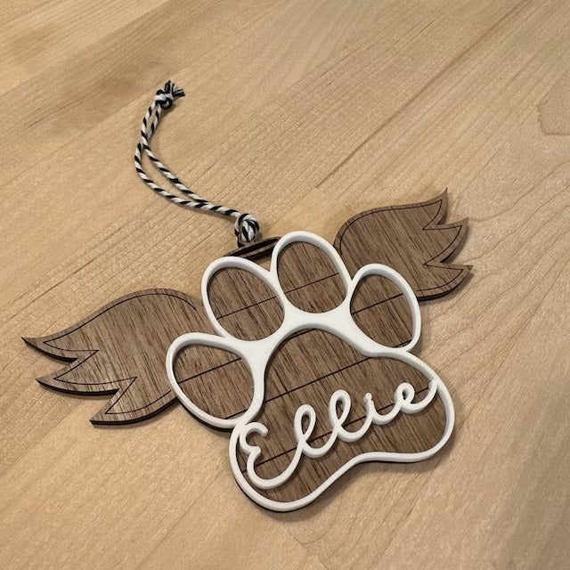 Personalized Pet Angel Paw Ornament