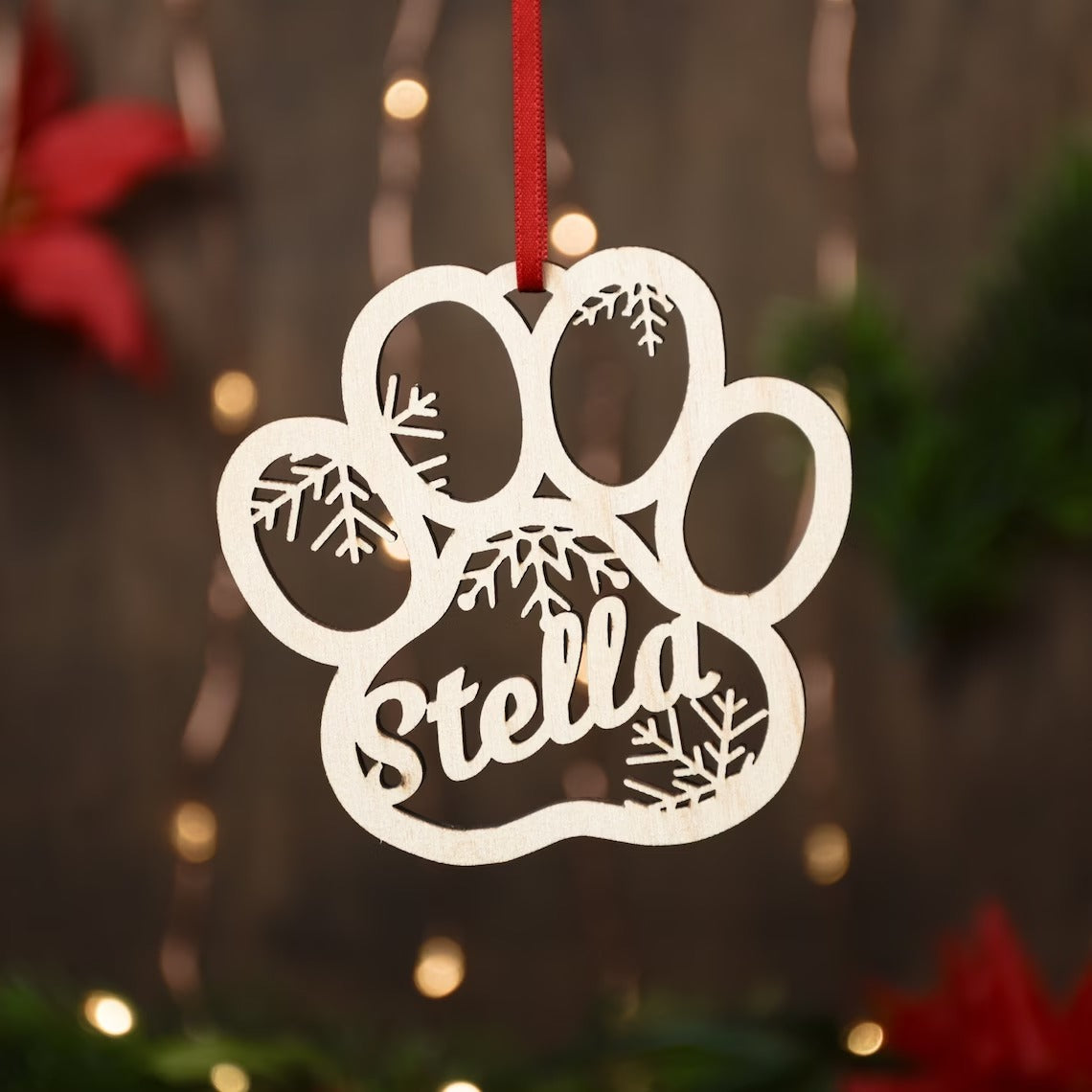 Personalized Dog Paw Christmas Ornament