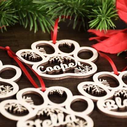 Personalized Dog Paw Christmas Ornament