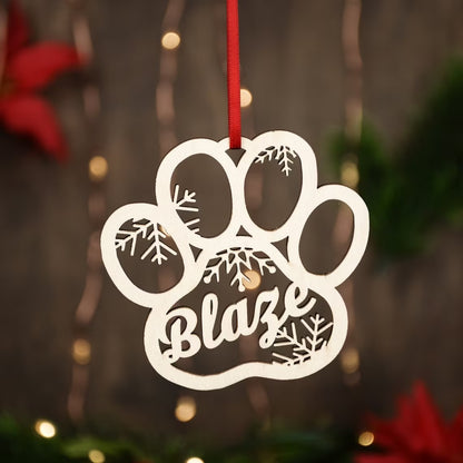 Personalized Dog Paw Christmas Ornament