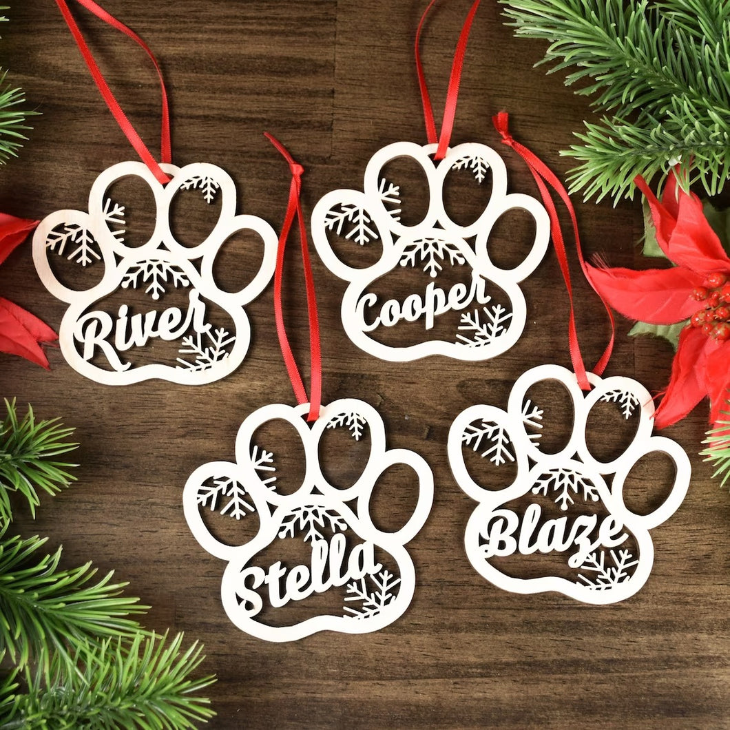 Personalized Dog Paw Christmas Ornament