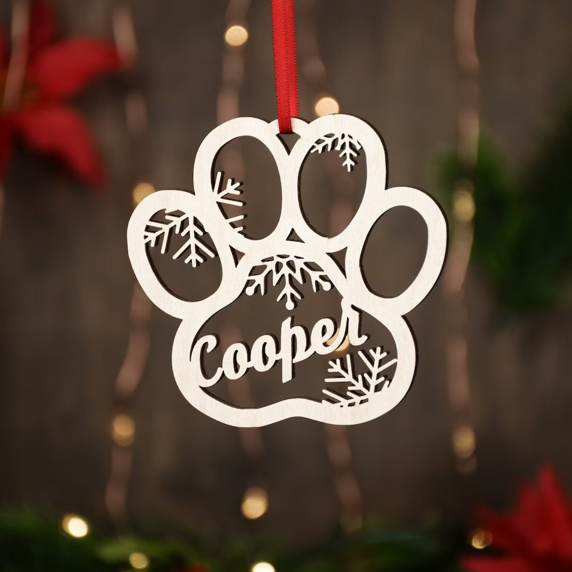 Personalized Dog Paw Christmas Ornament
