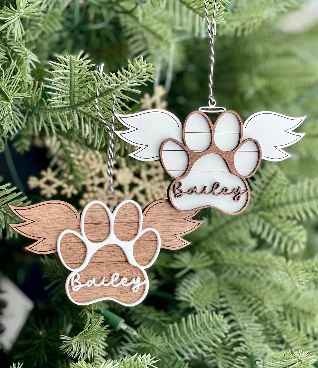 Personalized Pet Angel Paw Ornament