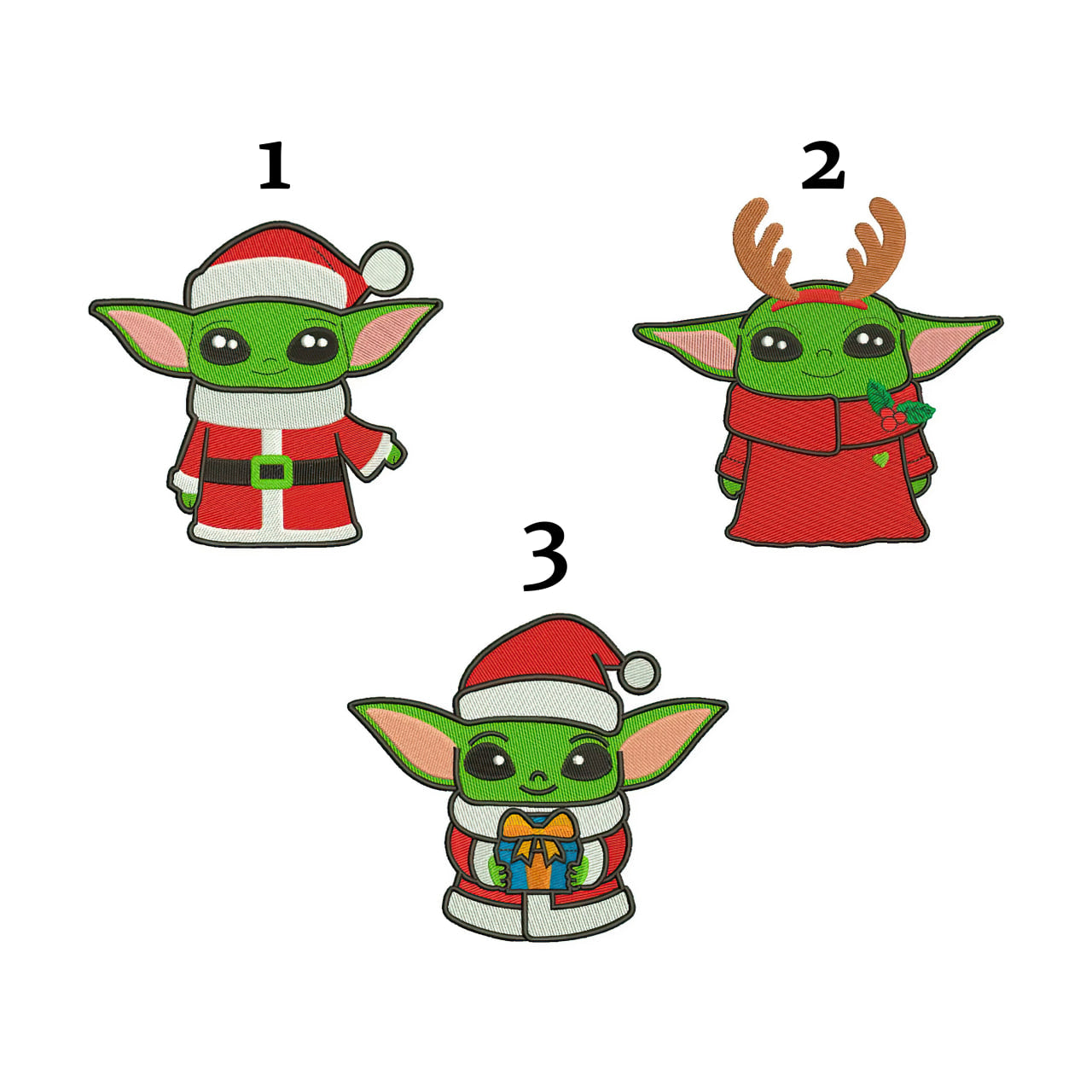 Personalized Embroidered Christmas Yoda Hoodie Sweatshirt T-Shirt