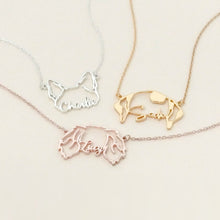 Load image into Gallery viewer, Personalised Dog Breed Ears Cat Breed Ears Necklace with Name
