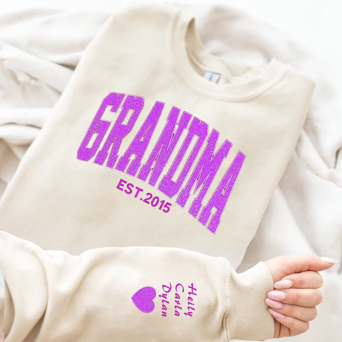 Personalized Embroidered Glitter Hoodie Sweatshirt T-Shirt