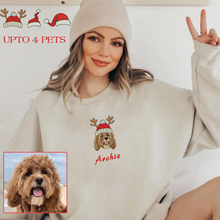 Load image into Gallery viewer, Personalized Embroidered Pet Dog Cat Christmas Hoodie Sweatshirt T-Shirt
