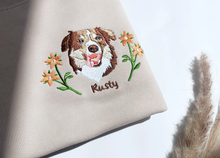 Load image into Gallery viewer, Personalized Embroidered Floral Pet Dog Cat Hoodie Sweatshirt T-Shirt
