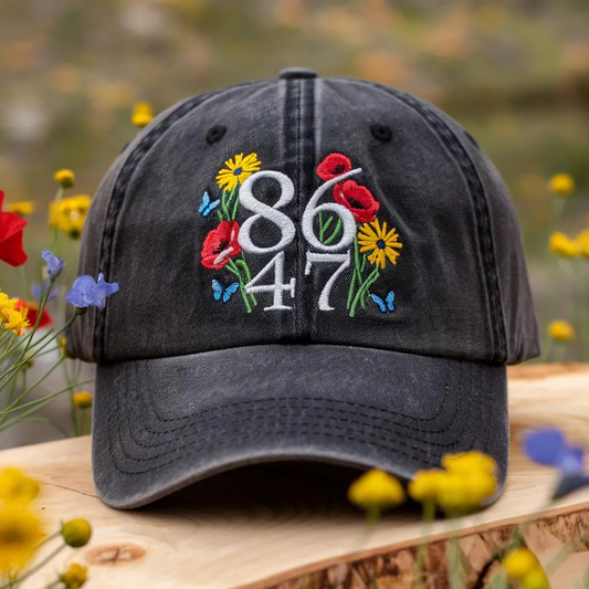 Embroidered 8647 Floral Dyed Cap Trucker Hat