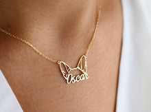 Load image into Gallery viewer, Personalised Dog Breed Ears Cat Breed Ears Necklace with Name
