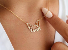 Load image into Gallery viewer, Personalised Dog Breed Ears Cat Breed Ears Necklace with Name
