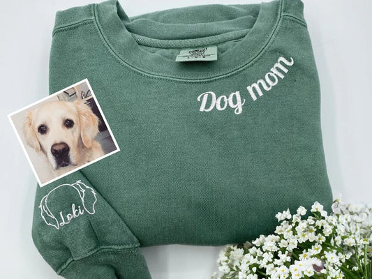 Personalized Embroidered Dog Mom Sweatshirt With Names