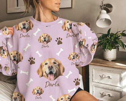 Personalized Pet Dog Cat Photo And Name Custom Sweatshirt