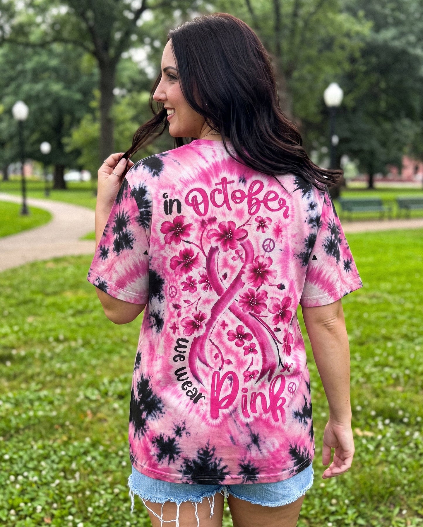 IN OCTOBER WE WEAR PINK FLORAL RIBBON ALL OVER PRINT - KMTM1507261