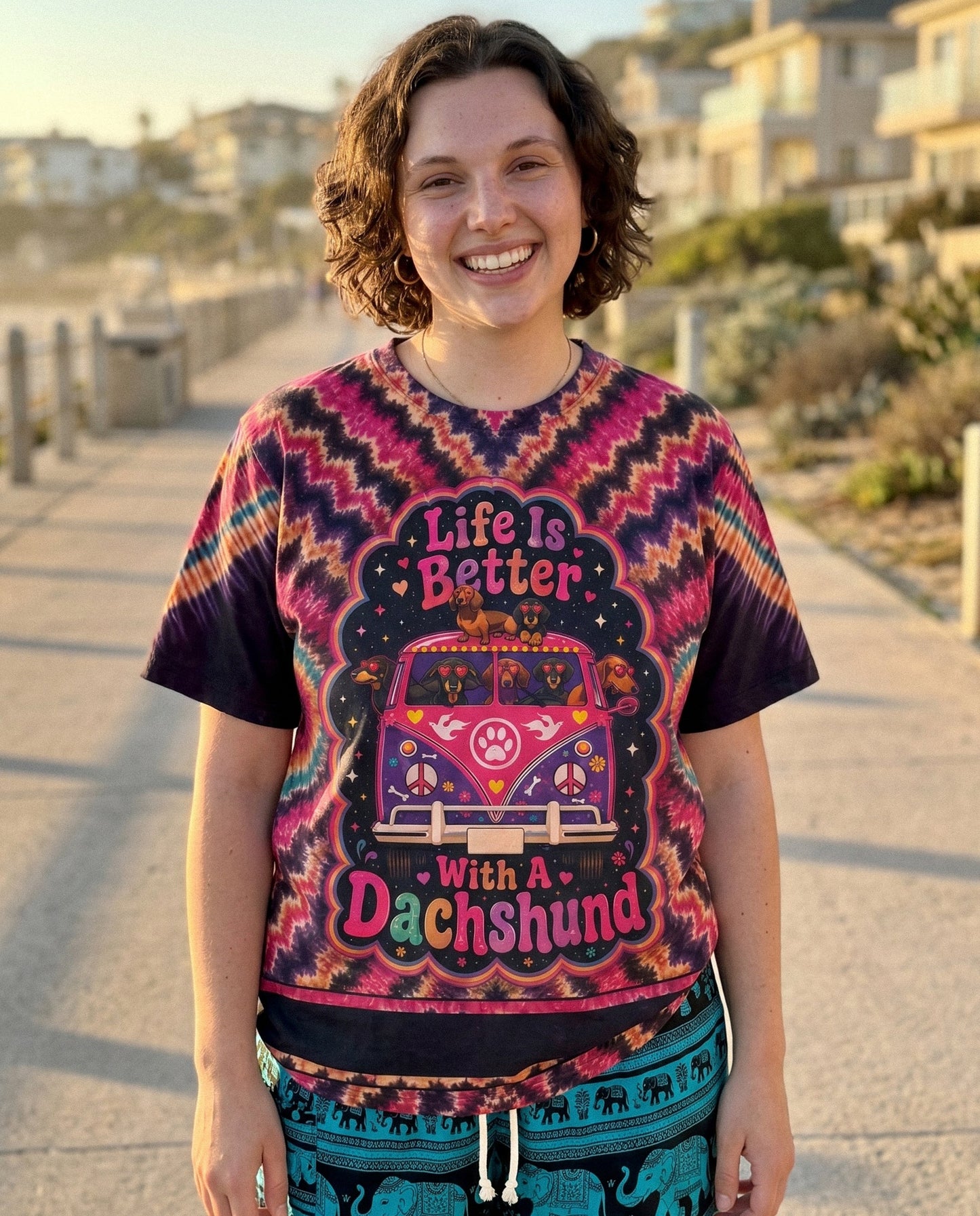 LIFE IS BETTER WITH A DACHSHUND RADIANT BURST ALL OVER PRINT - KMTM1906261