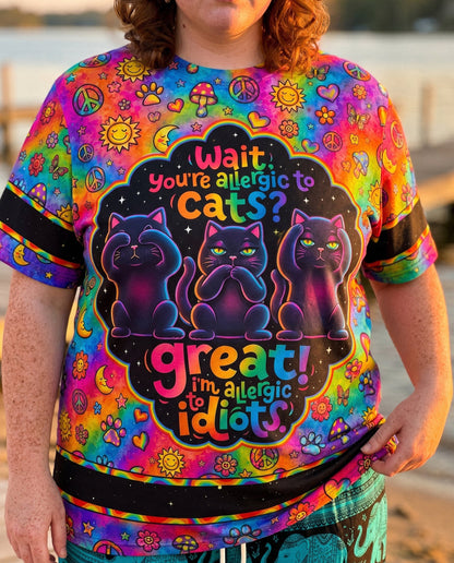 ALLERGIC TO IDIOTS THREE WISE CATS  PSYCHEDELIC ALL OVER PRINT - KMTM2206261