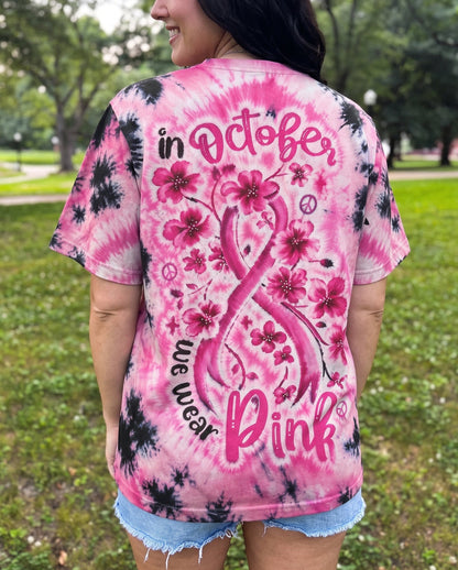 IN OCTOBER WE WEAR PINK FLORAL RIBBON ALL OVER PRINT - KMTM1507261
