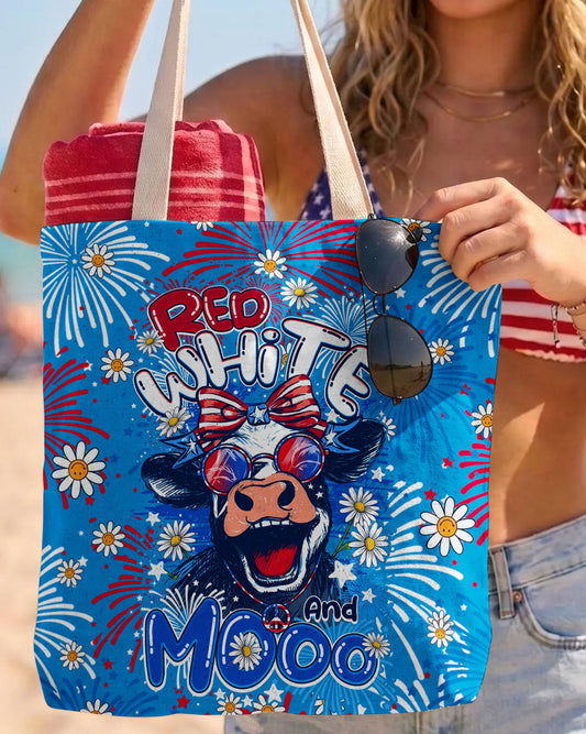 RED WHITE AND MOOO COW TOTE BAG - TY1306264