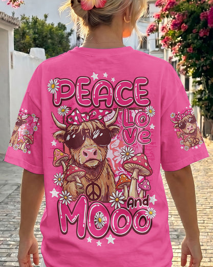 PEACE LOVE AND MOOO COW ALL OVER PRINT - TY1906262
