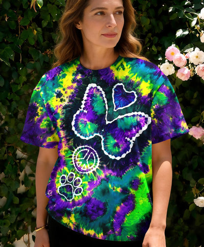 COSMIC BUTTERFLY PEACE LOVE PAW BURST ALL OVER PRINT - TLHG1506261