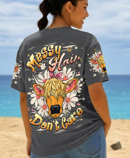 MESSY HAIR DON'T CARE COW ALL OVER PRINT - TLHG1806262