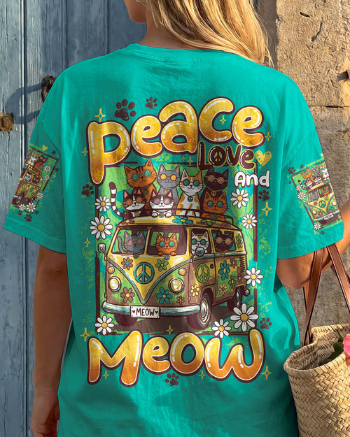 PEACE LOVE AND MEOW CATS ALL OVER PRINT - TY1906261