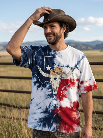 LONGHORN SKULL TEXAS MAP BURST ALL OVER PRINT - TLNO2706261
