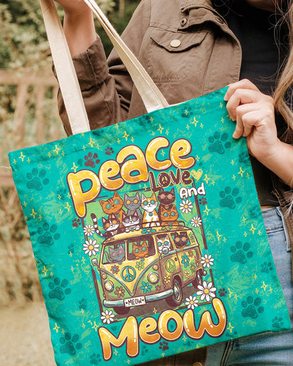 PEACE LOVE AND MEOW CATS TOTE BAG - TY0707264