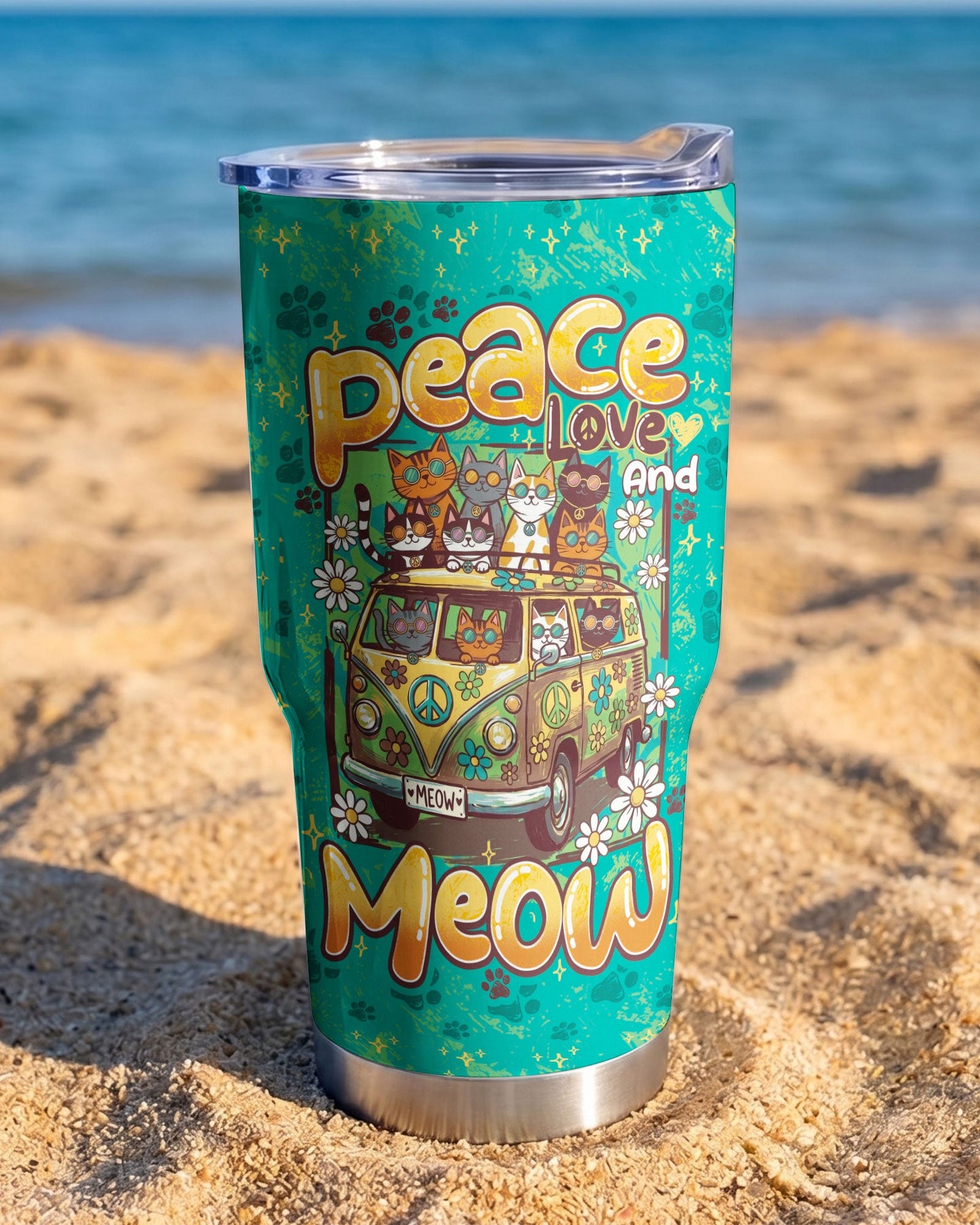 PEACE LOVE AND MEOW CATS TUMBLER - TY0707265
