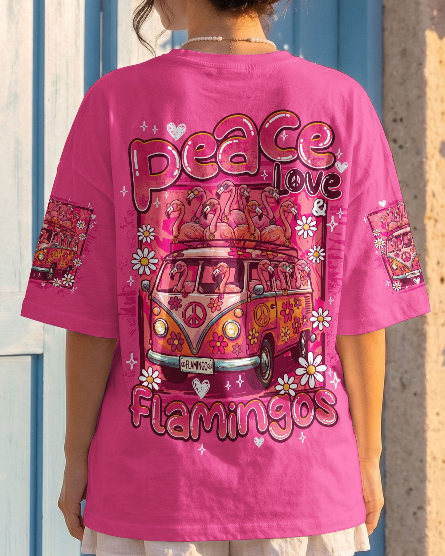 PEACE LOVE AN FLAMINGOS ALL OVER PRINT - TY0807261