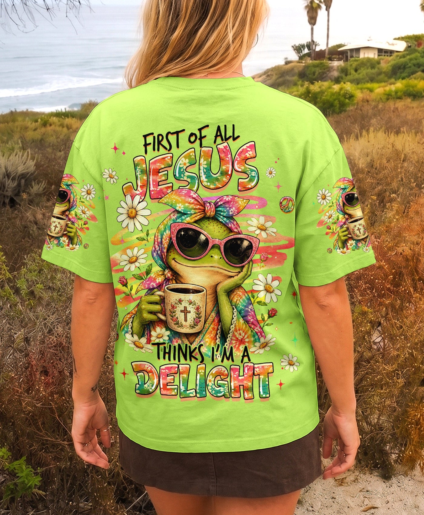 FIRST OF ALL JESUS THINKS FROG ALL OVER PRINT  - TLHG0107261