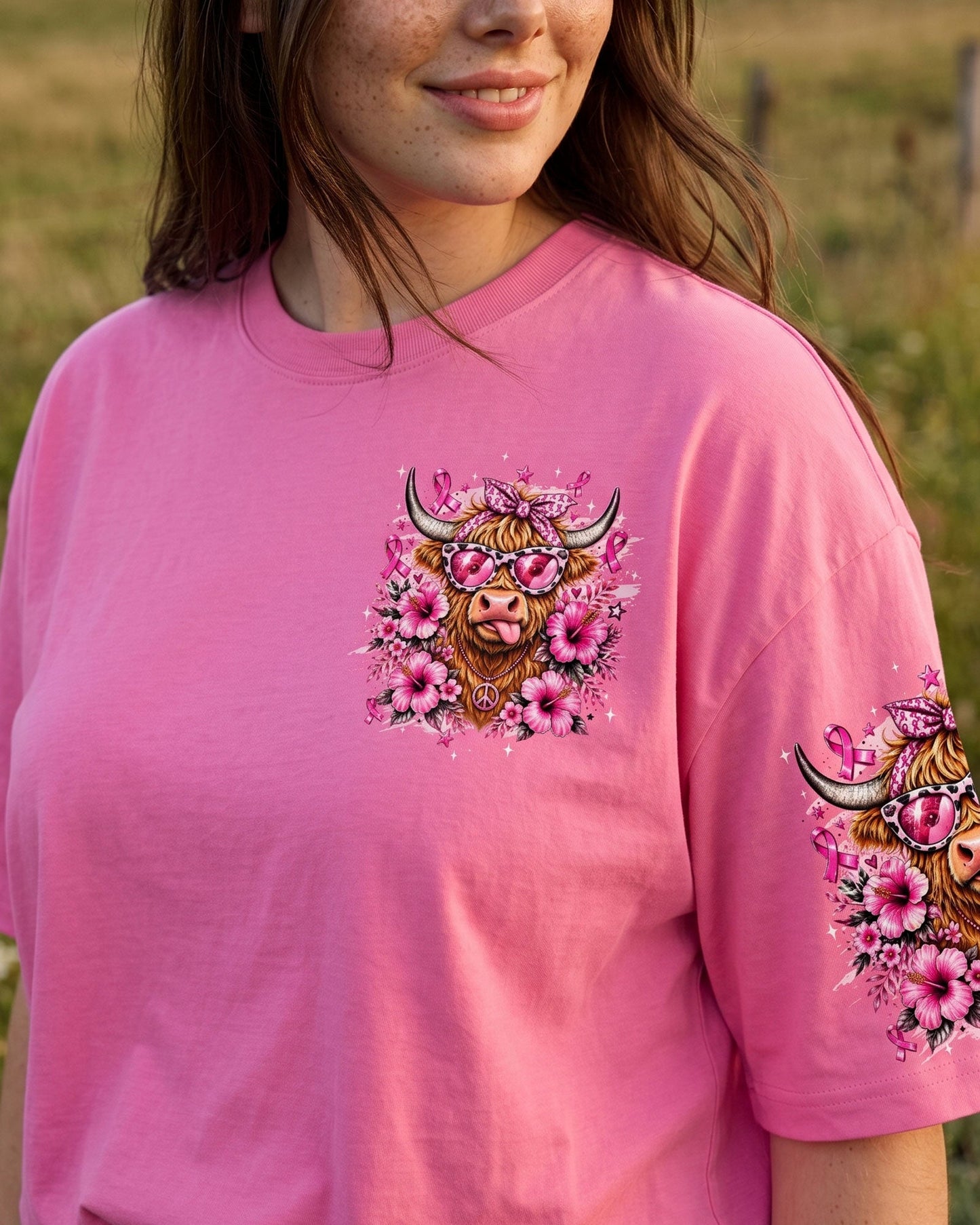 IN OCTOBER WE WEAR PINK BREAST CANCER AWARENESS HIGHLAND COW ALL OVER PRINT - TYQY1507261