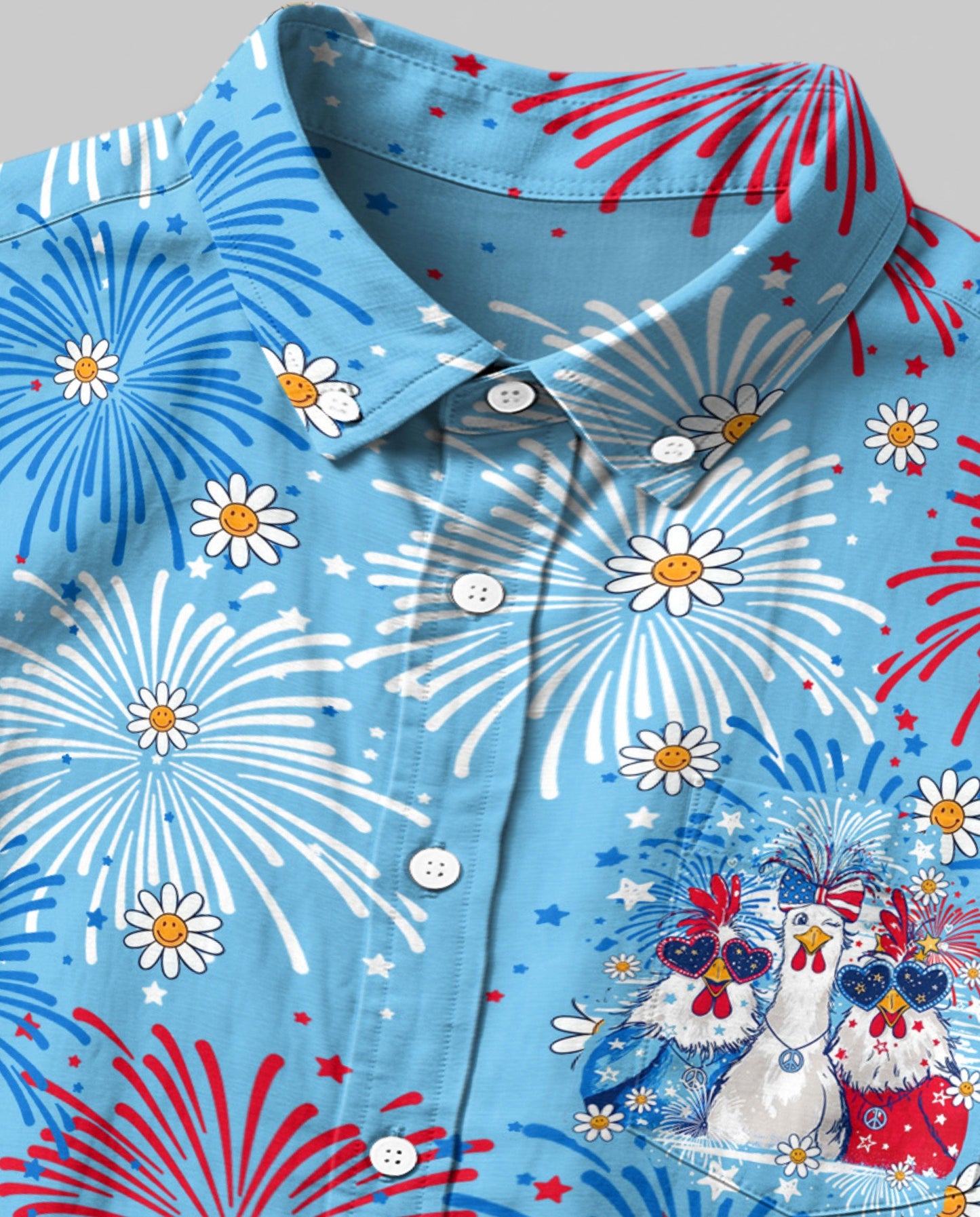 CHICKA BOOM BOOM HIPPIE CHICKEN BUTTON-DOWN COLLAR SHIRT - TY0406263