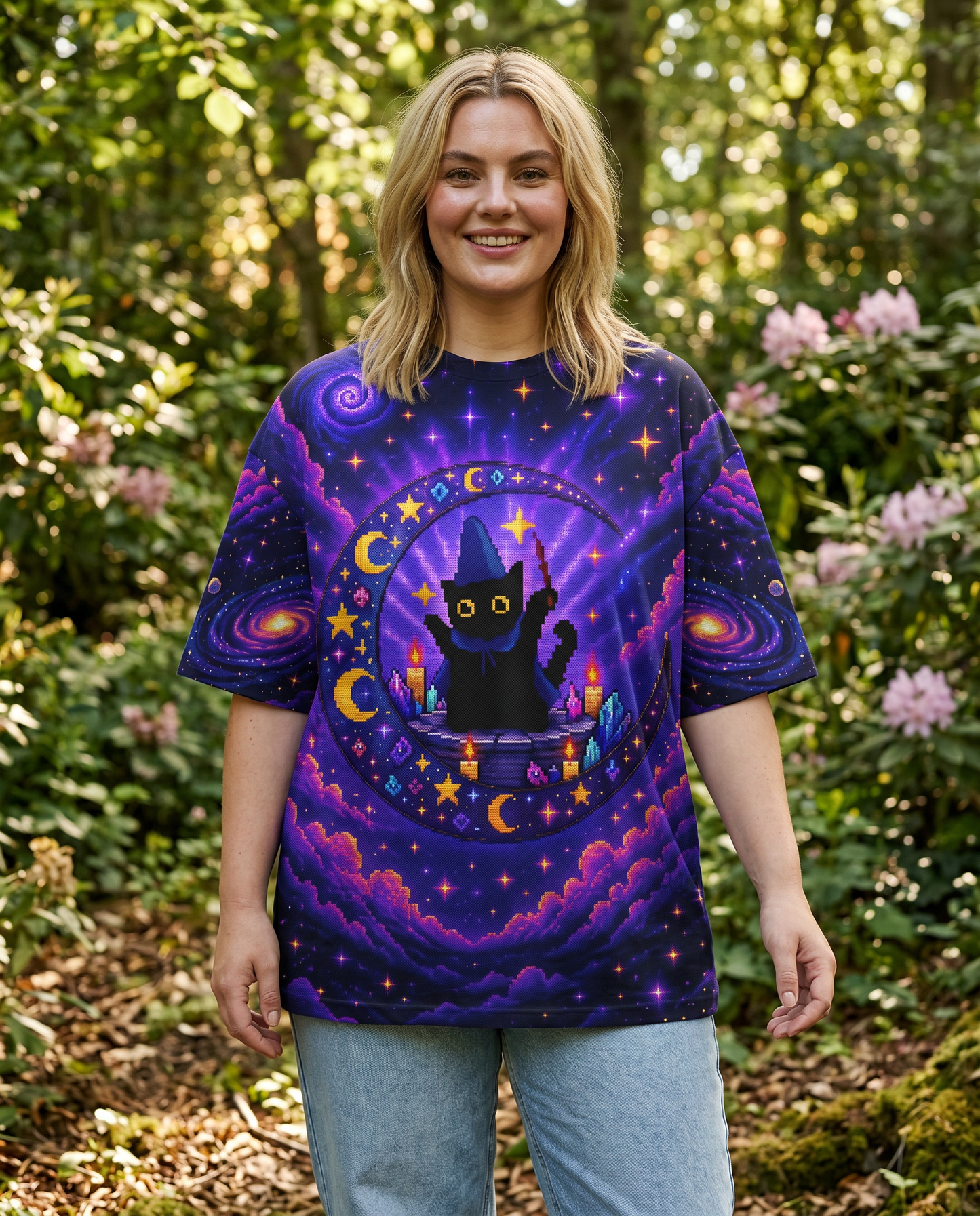 GALAXY WITCH CAT PIXEL ALL OVER PRINT - KMTM2205261