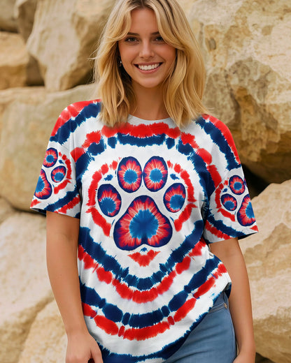 HEART PAW RED WHITE AND BLUE ALL OVER PRINT - TYQY02042531