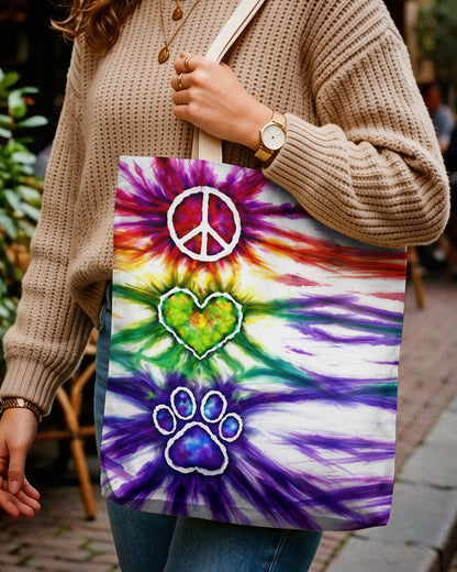 PEACE LOVE PAW PRINT SWIRL TOTE BAG  - TLHG1304265