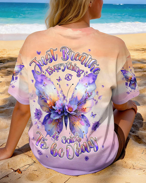 JUST BREATHE BUTTERFLY FLORAL  ALL OVER PRINT - TLHG0204261