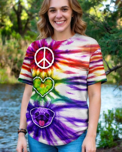 PEACE LOVE PUG DOG FACE SWIRL ALL OVER PRINT  - TLHG0704261