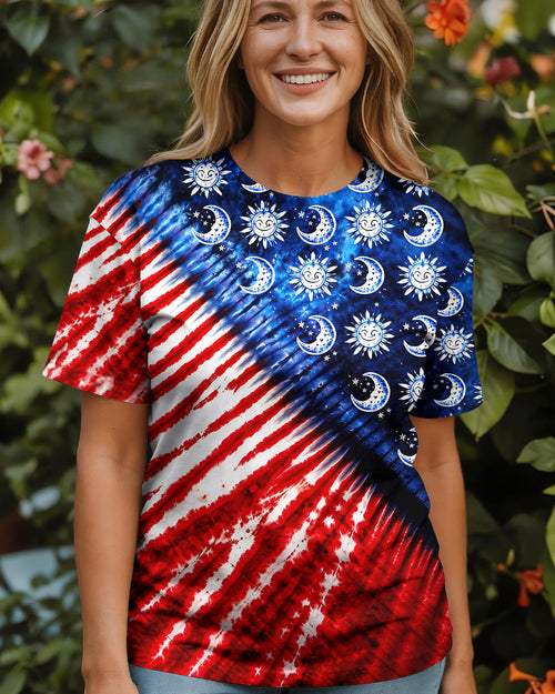 SUN AND MOON RED WHITE & BLUE SWIRL ALL OVER PRINT - TLHG0104262