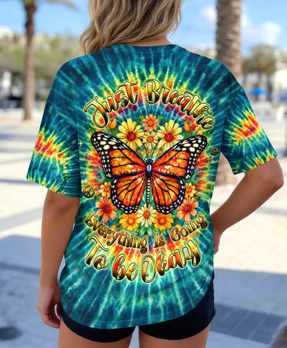 JUST BREATHE BUTTERFLY FLORAL SWIRL ALL OVER PRINT - TLHG0704262