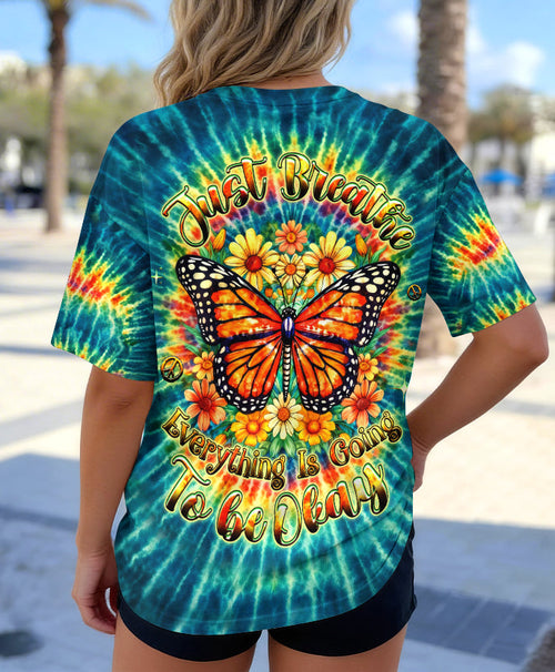 JUST BREATHE BUTTERFLY FLORAL SWIRL ALL OVER PRINT - TLHG0704262