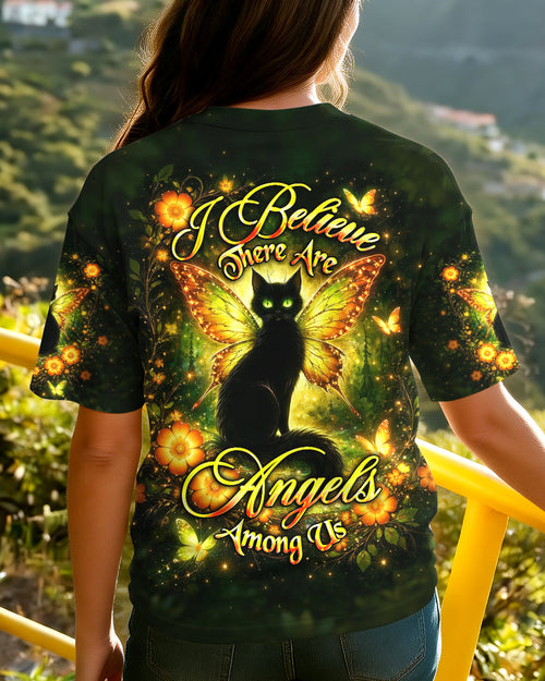 I BELIEVE THERE ARE ANGELS AMONG US BLACK CAT ALL OVER PRINT  - TLHG2104262