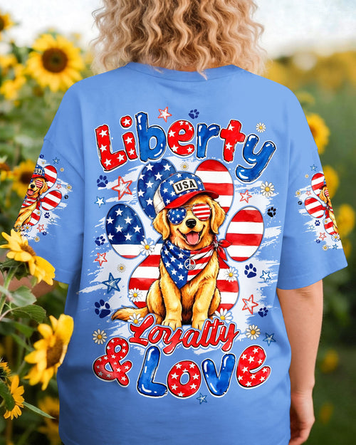LIBERTY LOYALTY AND LOVE GOLDEN RETRIEVER DOG ALL OVER PRINT - TYQY2205262