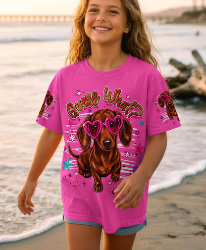 GUESS WHAT DACHSHUND DOG FUNNY KIDS ALL OVER PRINT  - TLHG2205261
