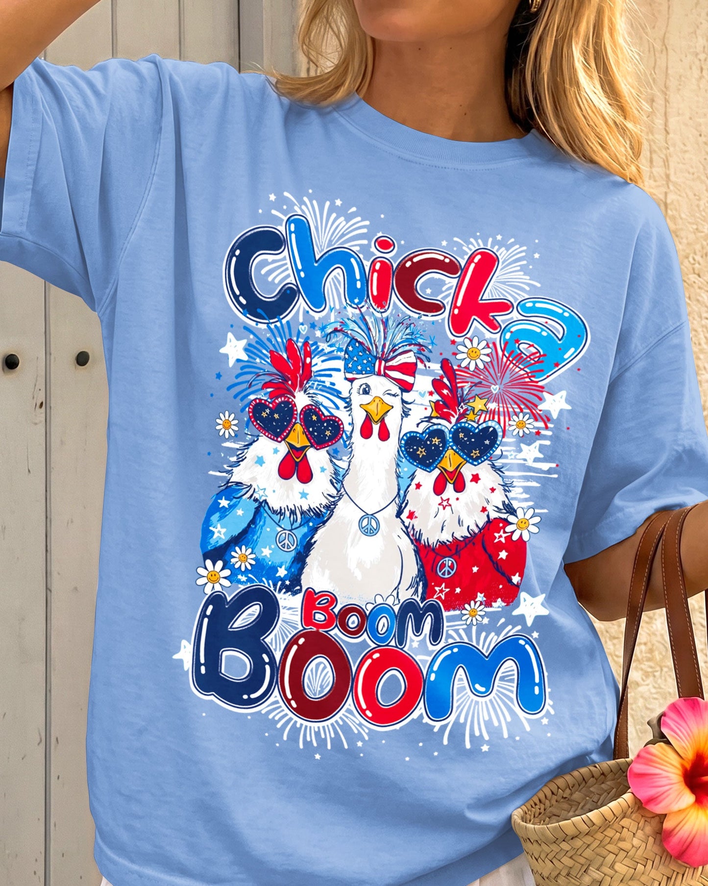 CHICKA BOOM BOOM HIPPIE CHICKEN COTTON SHIRT - TY0506261