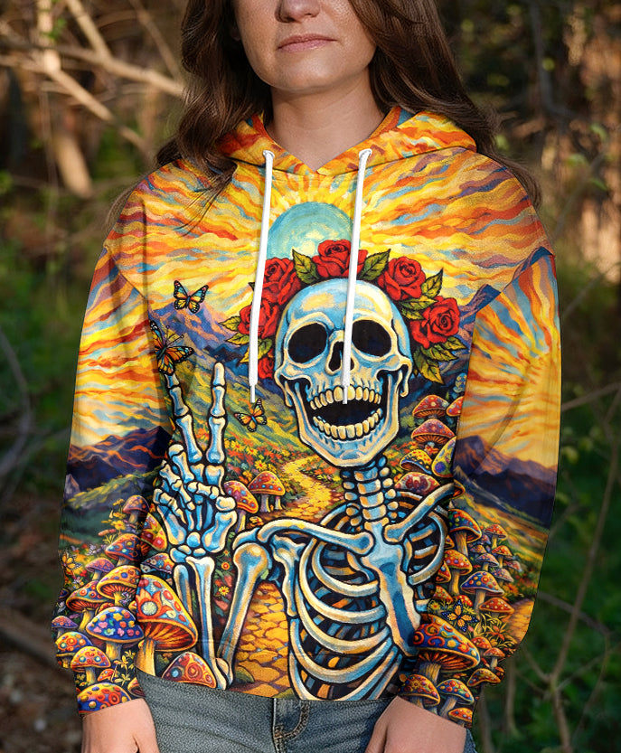 JOYFUL SKELETON SKULL HIPPIE ALL OVER PRINT  - TLHG2004263