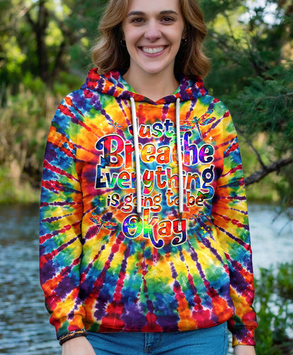 JUST BREATHE DRAGONFLY  COLORFUL  SWIRL ALL OVER PRINT - TLHG0904261