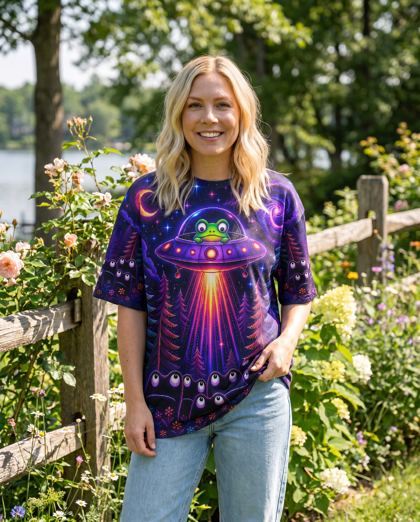 COSMIC FROG UFO PIXEL GALAXY ALL OVER PRINT – KMTM2705261