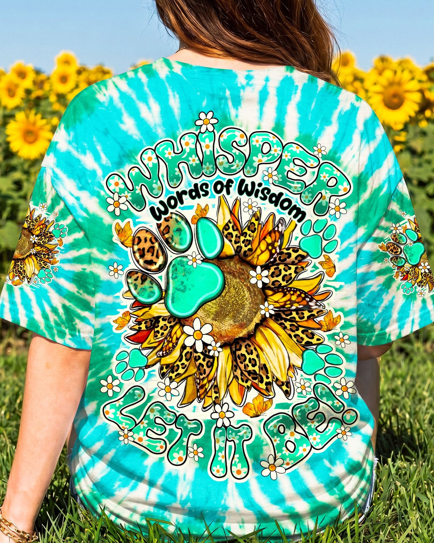 WHISPER WORDS OF WISDOM LET IT BE SUNFLOWER PAW ALL OVER PRINT - TY3005261