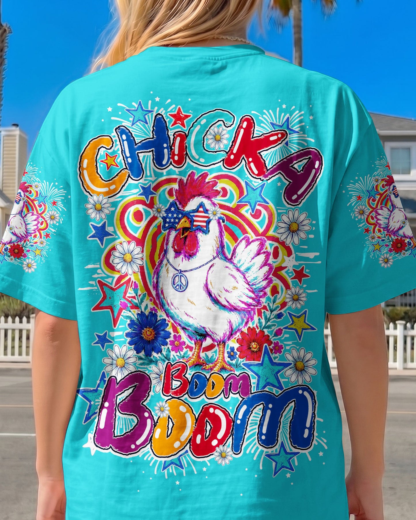 CHICKA BOOM BOOM HIPPIE CHICKEN ALL OVER PRINT - TY0406264